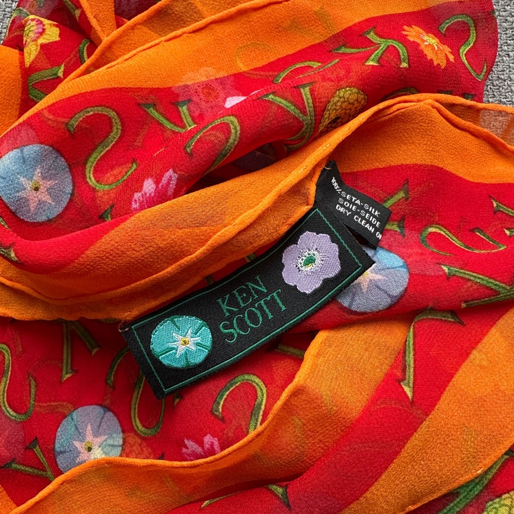 Karen Scott Red and Orange Swirling Scarf
